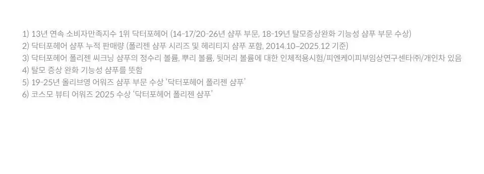 [단독기획] 닥터포헤어 폴리젠 씨크닝 샴푸 400ML기획 (+100ml) 탈모 볼륨 샴푸 상세페이지 6